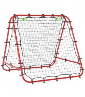HOMCOM Rebounder Net Football Target Goal with Adjustable Angles, Red