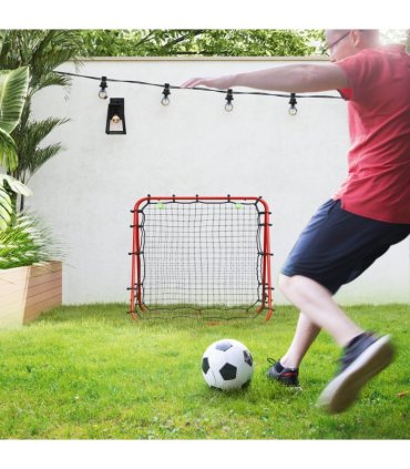 HOMCOM Rebounder Net Football Target Goal with Adjustable Angles, Red