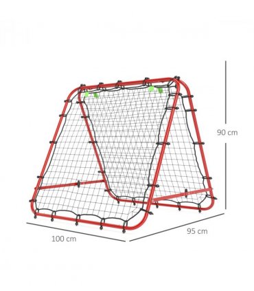 HOMCOM Rebounder Net Football Target Goal with Adjustable Angles, Red