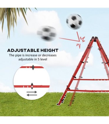 HOMCOM Rebounder Net Football Target Goal with Adjustable Angles, Red