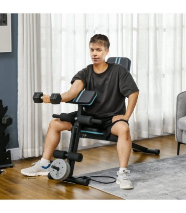 HOMCOM Foldable Dumbbell Bench Weight Training 7 Incline Adjustable, Blue