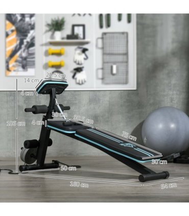 HOMCOM Foldable Dumbbell Bench Weight Training 7 Incline Adjustable, Blue