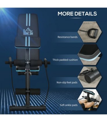 HOMCOM Foldable Dumbbell Bench Weight Training 7 Incline Adjustable, Blue