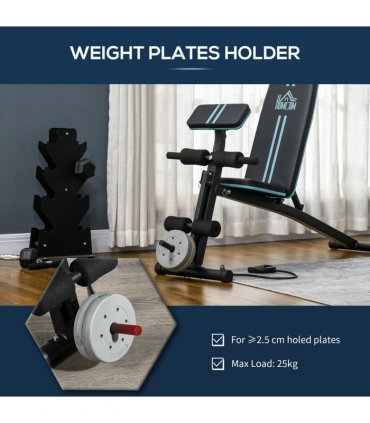 HOMCOM Foldable Dumbbell Bench Weight Training 7 Incline Adjustable, Blue