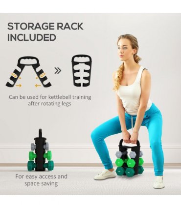 SPORTNOW Dumbbells Set with Carry Storage Rack, 2 x 1kg, 2 x 2kg, 2 x 3kg