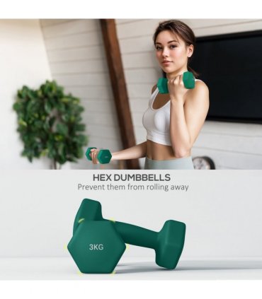 SPORTNOW Dumbbells Set with Carry Storage Rack, 2 x 1kg, 2 x 2kg, 2 x 3kg