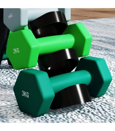 SPORTNOW Dumbbells Set with Carry Storage Rack, 2 x 1kg, 2 x 2kg, 2 x 3kg