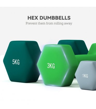 SPORTNOW Dumbbells Set with Carry Storage Rack, 2 x 1kg, 2 x 3kg, 2 x 5kg