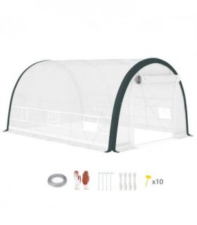 Outsunny Walk-in Tunnel Greenhouse, Upgraded Structure, Mesh Door & Windows