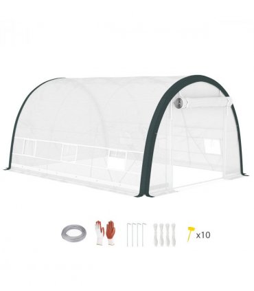 Outsunny Walk-in Tunnel Greenhouse, Upgraded Structure, Mesh Door & Windows
