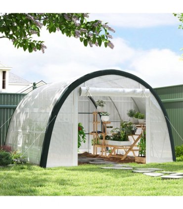 Outsunny Walk-in Tunnel Greenhouse, Upgraded Structure, Mesh Door & Windows