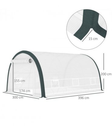 Outsunny Walk-in Tunnel Greenhouse, Upgraded Structure, Mesh Door & Windows
