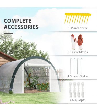 Outsunny Walk-in Tunnel Greenhouse, Upgraded Structure, Mesh Door & Windows