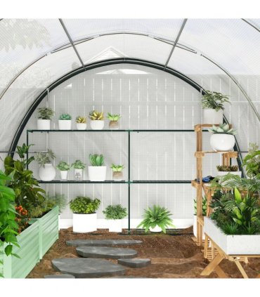 Outsunny Walk-in Tunnel Greenhouse, Upgraded Structure, Mesh Door & Windows