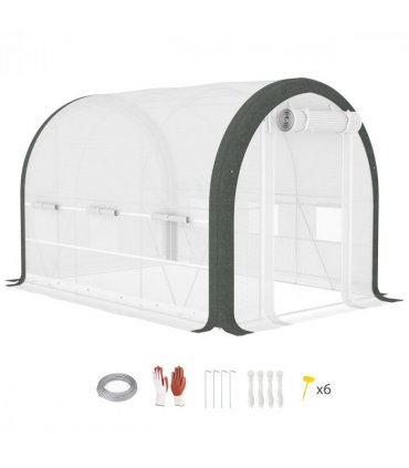 Outsunny Walk-in Tunnel Greenhouse, Upgraded Structure, Mesh Door & Windows