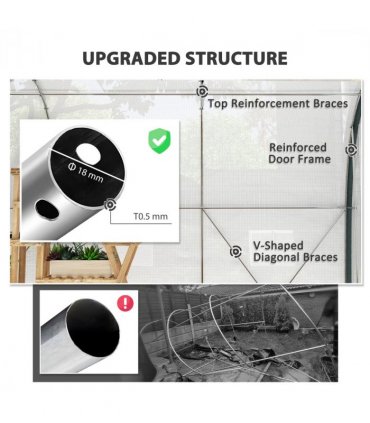 Outsunny Walk-in Tunnel Greenhouse, Upgraded Structure, Mesh Door & Windows