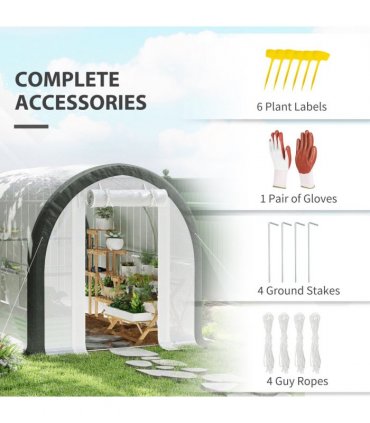 Outsunny Walk-in Tunnel Greenhouse, Upgraded Structure, Mesh Door & Windows