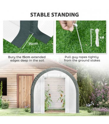 Outsunny Walk-in Tunnel Greenhouse, Upgraded Structure, Mesh Door & Windows