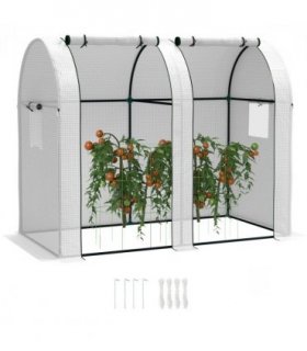 Outsunny Tomato Greenhouse with 2 Roll-up Doors, 185 x 94 x 150cm, White