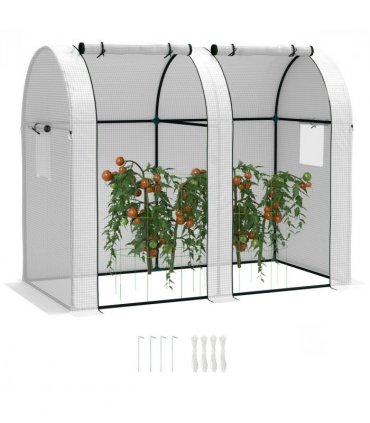 Outsunny Tomato Greenhouse with 2 Roll-up Doors, 185 x 94 x 150cm, White