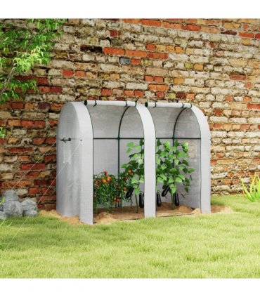 Outsunny Tomato Greenhouse with 2 Roll-up Doors, 185 x 94 x 150cm, White