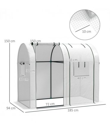 Outsunny Tomato Greenhouse with 2 Roll-up Doors, 185 x 94 x 150cm, White