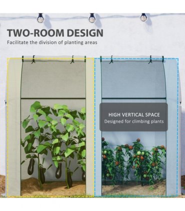 Outsunny Tomato Greenhouse with 2 Roll-up Doors, 185 x 94 x 150cm, White