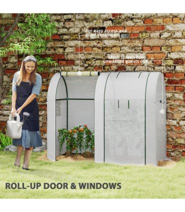 Outsunny Tomato Greenhouse with 2 Roll-up Doors, 185 x 94 x 150cm, White