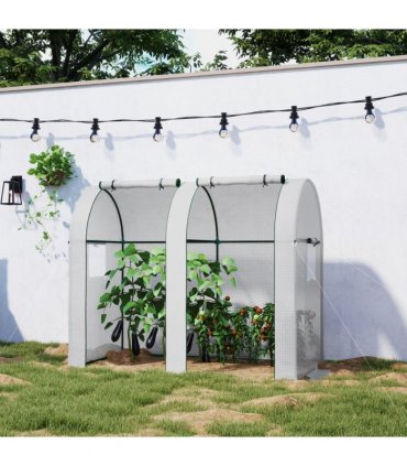 Outsunny Tomato Greenhouse with 2 Roll-up Doors, 185 x 94 x 150cm, White