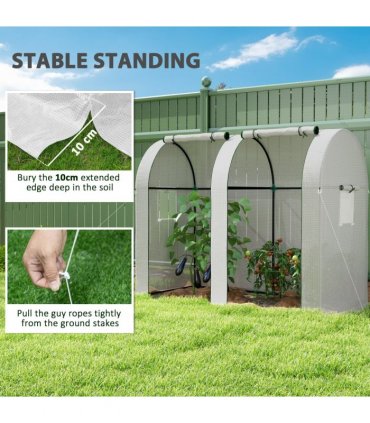 Outsunny Tomato Greenhouse with 2 Roll-up Doors, 185 x 94 x 150cm, White