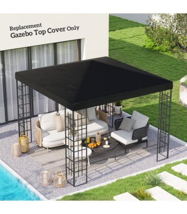 Outsunny 3 x 3(m) Gazebo Canopy Replacement Cover, UPF30+, Black