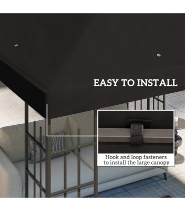 Outsunny 3 x 3(m) Gazebo Canopy Replacement Cover, UPF30+, Black