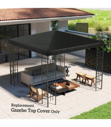 Outsunny 3 x 3(m) Gazebo Canopy Replacement Cover, UPF30+, Black