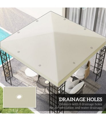 Outsunny 3 x 3(m) Gazebo Canopy Replacement Cover, UPF30+, Cream White
