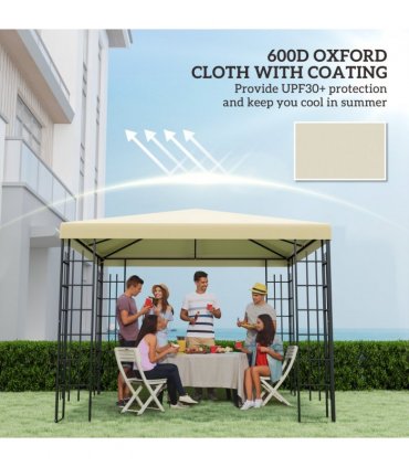 Outsunny 3 x 3(m) Gazebo Canopy Replacement Cover, UPF30+, Cream White