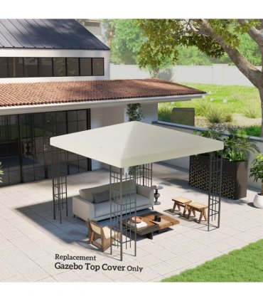 Outsunny 3 x 3(m) Gazebo Canopy Replacement Cover, UPF30+, Cream White