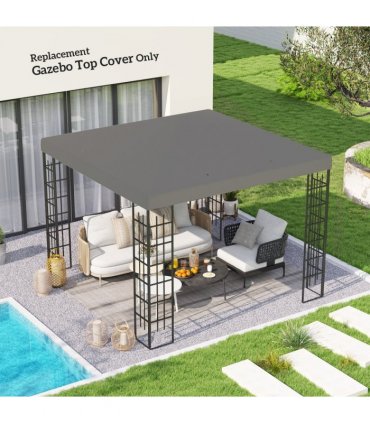 Outsunny 3 x 3(m) Gazebo Canopy Replacement Cover, UPF30+, Grey