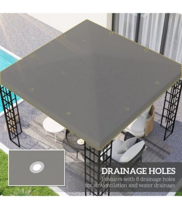 Outsunny 3 x 3(m) Gazebo Canopy Replacement Cover, UPF30+, Grey