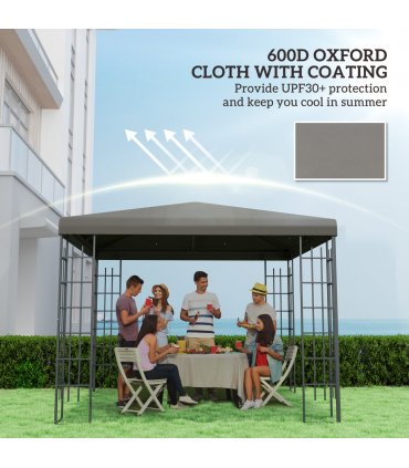 Outsunny 3 x 3(m) Gazebo Canopy Replacement Cover, UPF30+, Grey