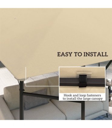 Outsunny 3 x 3(m) Gazebo Canopy Replacement Cover with Drain Holes, Beige