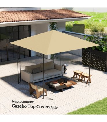 Outsunny 3 x 3(m) Gazebo Canopy Replacement Cover with Drain Holes, Beige
