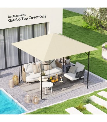 Outsunny 3 x 3(m) Gazebo Canopy Replacement Cover, UPF30+, Cream White