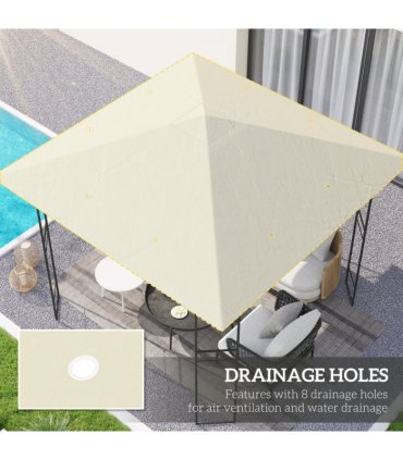 Outsunny 3 x 3(m) Gazebo Canopy Replacement Cover, UPF30+, Cream White