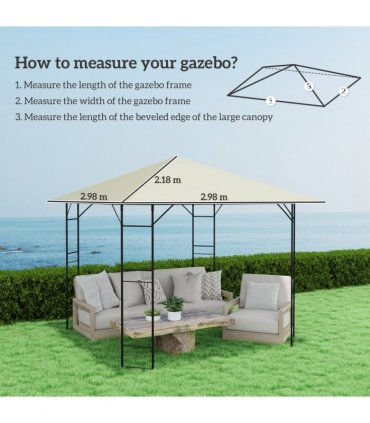 Outsunny 3 x 3(m) Gazebo Canopy Replacement Cover, UPF30+, Cream White