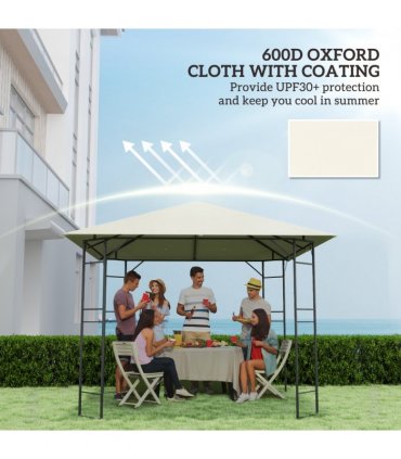 Outsunny 3 x 3(m) Gazebo Canopy Replacement Cover, UPF30+, Cream White