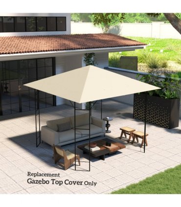 Outsunny 3 x 3(m) Gazebo Canopy Replacement Cover, UPF30+, Cream White