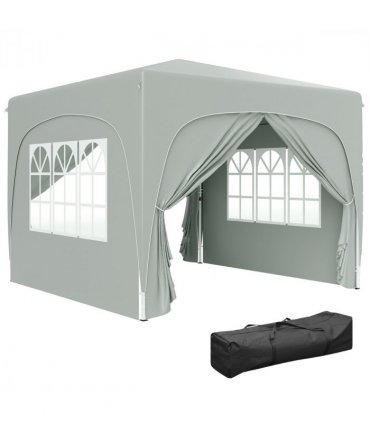 Outsunny 3 x 3(m) UPF50+ Pop Up Gazebo with Sides and Carry Bag, Light Grey
