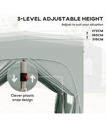 Outsunny 3 x 3(m) UPF50+ Pop Up Gazebo with Sides and Carry Bag, Light Grey