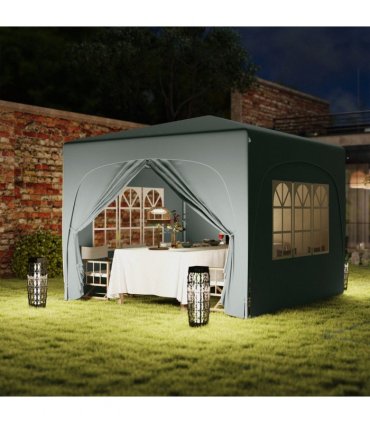 Outsunny 3 x 3(m) UPF50+ Pop Up Gazebo with Sides and Carry Bag, Light Grey