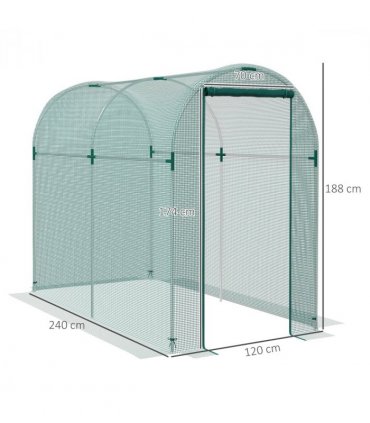 Outsunny Fruit Cage, Plant Protection Tent, 1.2 x 2.4 x 1.9m, Green